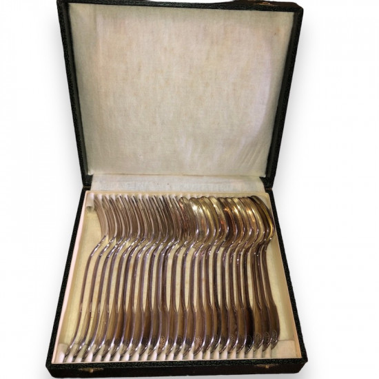 12 Forks and 12 spoons Christofle model Vendôme Coquille