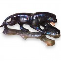 Vintage ceramic black panther signed Jema Holland