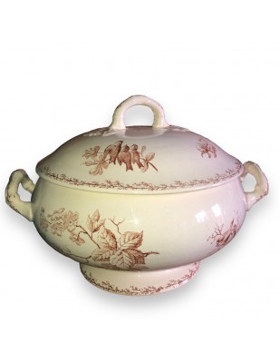 Ancienne Soupière en Faïence "SYLVA" | Décor Floral et Oiseaux