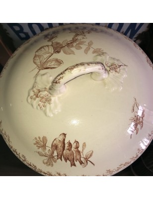 Ancienne Soupière en Faïence "SYLVA" | Décor Floral et Oiseaux