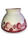 Old bowl with apple decor, burgundy red color