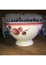 Old bowl with apple decor, burgundy red color