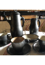Scandinavian design black glazed terracotta coffee service