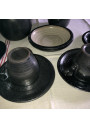Scandinavian design black glazed terracotta coffee service