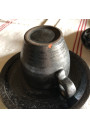Scandinavian design black glazed terracotta coffee service