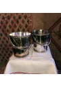 Set of 2 Armand Frenais bottle buckets in silver metal