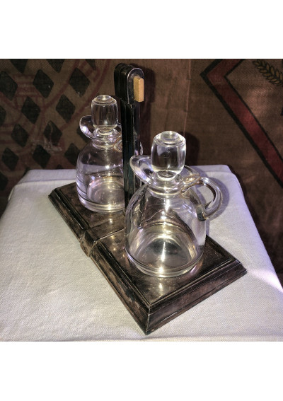 Salerons Christofle Double En Métal Argenté Et Verre Cristal - Occasion