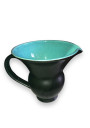 Ancien pichet noir et bleu turquoise en céramique année 50
