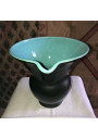 Ancien pichet noir et bleu turquoise en céramique année 50
