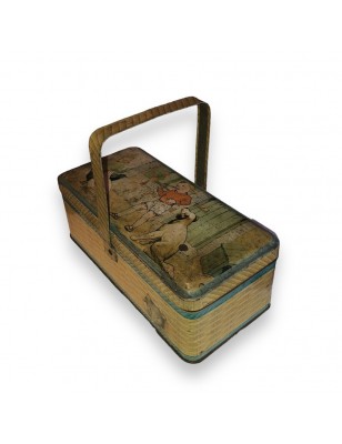 Boîte à biscuits panier en tôle lithographiée ancienne