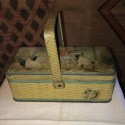Biscuit box basket in old lithographed sheet metal