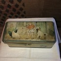 Biscuit box basket in old lithographed sheet metal
