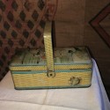 Biscuit box basket in old lithographed sheet metal