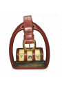 Old perpetual calendar with leather and brass stirrup