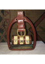 Old perpetual calendar with leather and brass stirrup
