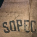 Lot de 8 sacs en toile de jute SOPECOBA anciens