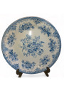 Old hollow dish decorated in floral blue monochrome and fittings