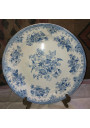 Old hollow dish decorated in floral blue monochrome and fittings
