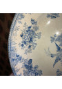 Old hollow dish decorated in floral blue monochrome and fittings
