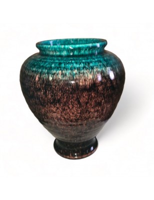 Vase signed Accolay speckled turquoise and brown