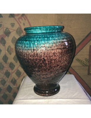 Vase signed Accolay speckled turquoise and brown