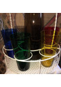 Orangeade service 6 colored glasses and large carafe