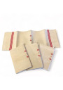Set of 4 old tea towels with red stripes and embroidered monogram T.G