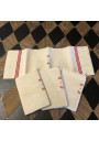 Set of 4 old tea towels with red stripes and embroidered monogram T.G