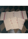 Set of 4 old tea towels with red stripes and embroidered monogram T.G