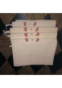 Set of 4 old tea towels with red stripes and embroidered monogram T.G