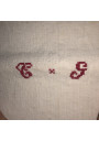 Set of 4 old tea towels with red stripes and embroidered monogram T.G