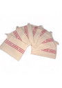 Set of 6 old tea towels with red stripes embroidered GRINGOIRE