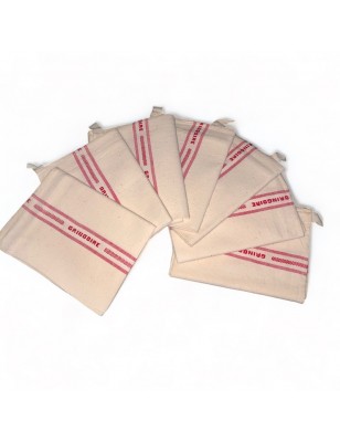 Lot de 6 torchons anciens à bandes rouges brodés GRINGOIRE