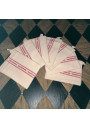 Set of 6 old tea towels with red stripes embroidered GRINGOIRE