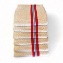 Set of 6 old Basque tea towels with red and blue stripes