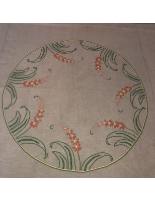 Ancienne nappe en lin 204 cm X 161 cm brodée main