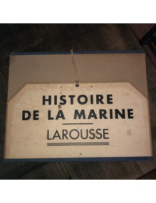 Large old cardboard leaflet HISTOIRE DE LA MARINE LAROUSSE