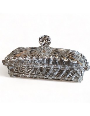 Ancienne boîte en cristal signée Baccarat modèle Bambou