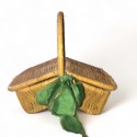 Très rare et ancien panier de poupée en raphia H 14,5 cm