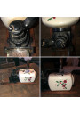 Old wall-mounted coffee grinder with floral decoration A.S Breveté S.G.D.G