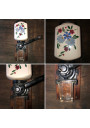 Old wall-mounted coffee grinder with floral decoration A.S Breveté S.G.D.G