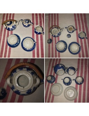 Ancienne petite dînette en porcelaine décor Chinois bleu