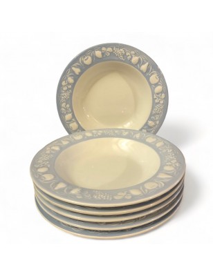 6 Assiettes creuses blanches et bleues FRANCO GIORGI by QUADRIFOGLIO