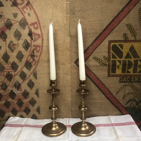 Old pair of brass candlesticks | Vintage brass candle holders