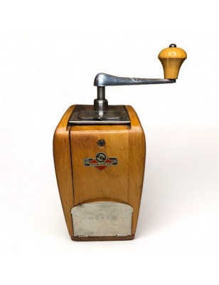 Old KYM wooden coffee grinder from the 1950s