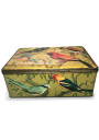 Lithographed sheet metal box with bird decoration signed M.BEAUDETS