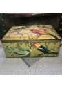 Lithographed sheet metal box with bird decoration signed M.BEAUDETS