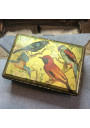 Lithographed sheet metal box with bird decoration signed M.BEAUDETS