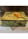 Lithographed sheet metal box with bird decoration signed M.BEAUDETS