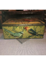 Lithographed sheet metal box with bird decoration signed M.BEAUDETS